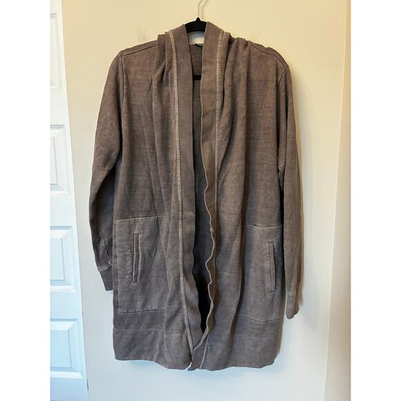 Toad & Co. Women's Epique Cardigan Open Front Longline Hooded Brown Size Large - Picture 1 of 5